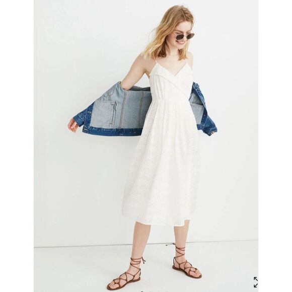 Madewell Dresses & Skirts - Madewell Size XS Floral Embroidered Pleat Wrap Midi Dress NWT💖